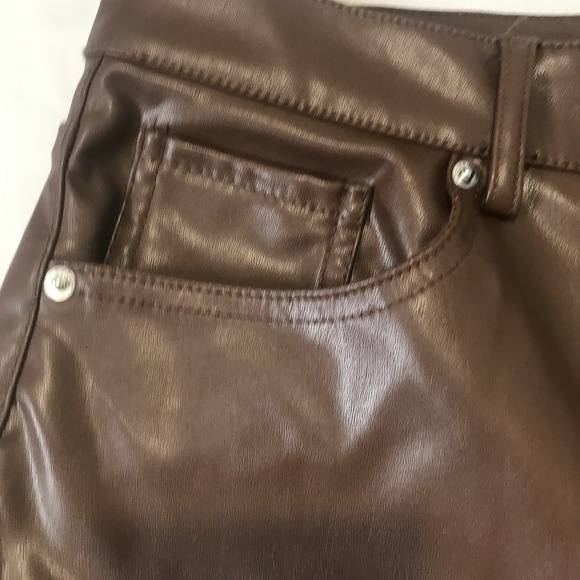 Vintage Brown Faux Leather Pants Women’s High Waist Straight Leg RetroY2K Size 4 - Picture 12 of 12